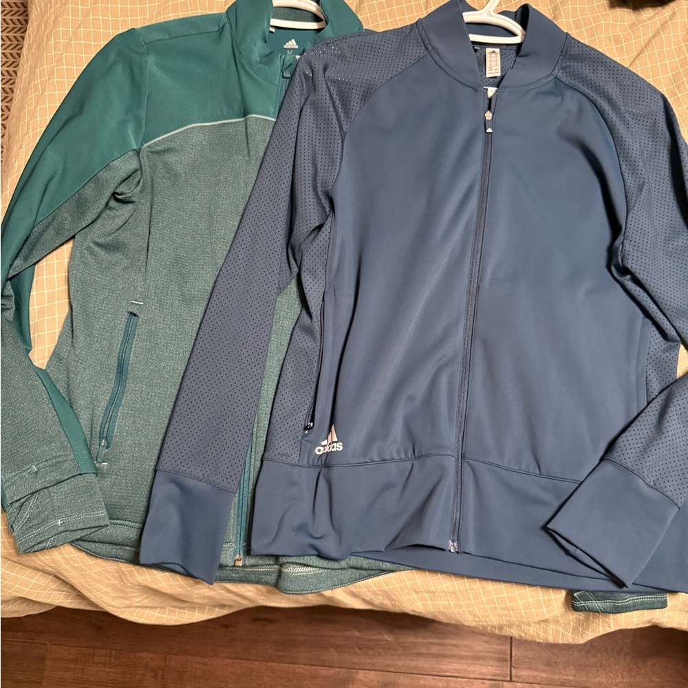 Adidas Teal and Blue Zip-Up Jackets